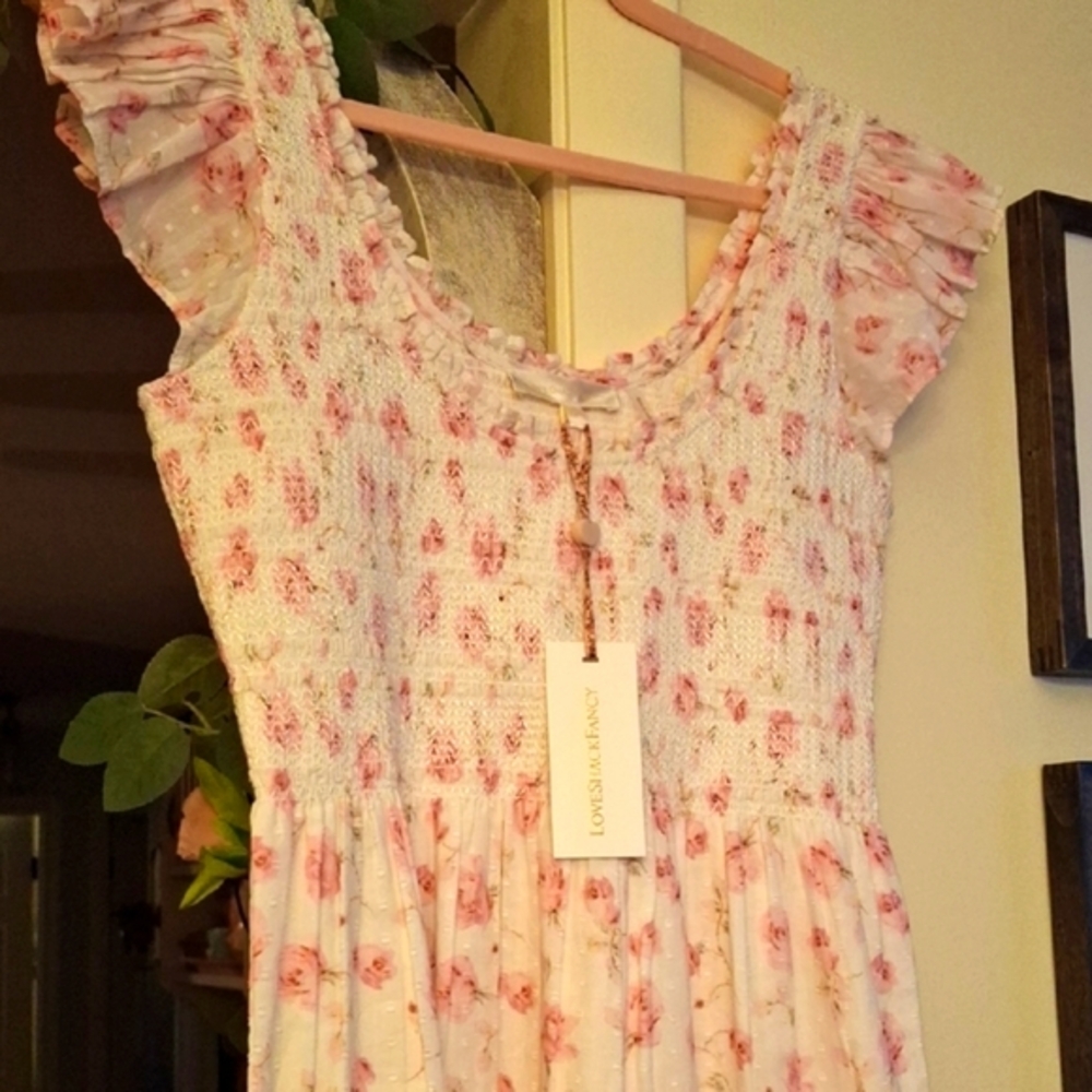 LoveShackFancy Chessie Heirloom  Dress In Sterling Dusk Dress NWT